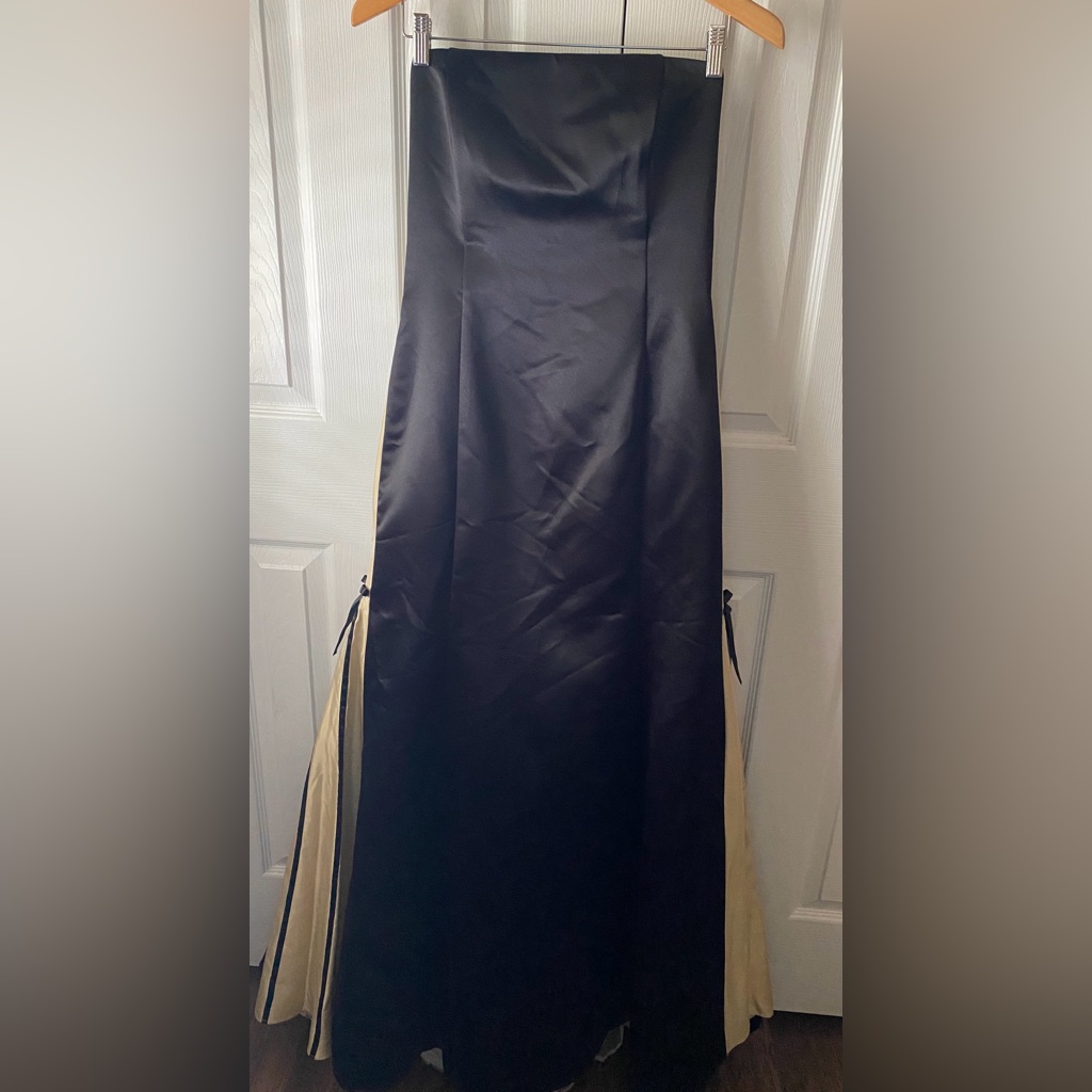 Dead Stock! Vtg Scott Mcclintock Black And Champagne Strapless Ball Gown 12